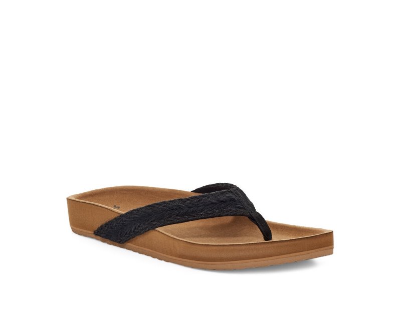 Sanuk She Loungy Hemp Women's Sandals Black | Canada 139RVD